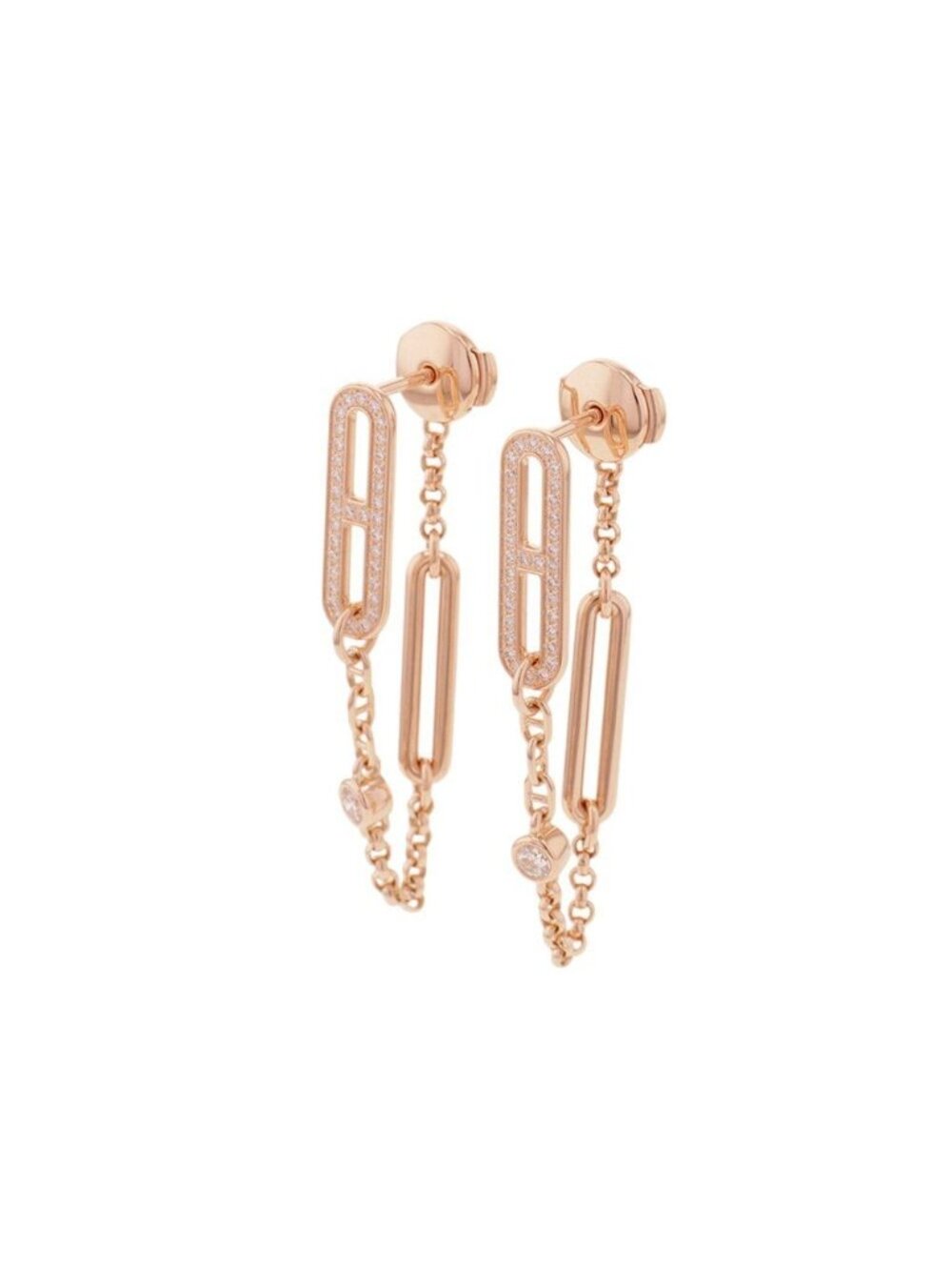 Hermes Earrings Chaine D'ancre Chaos Diamond Total 18k Pink Gold